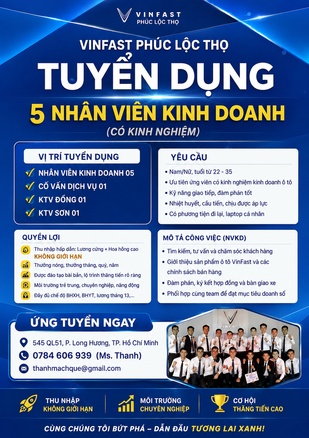 Vinfast Ph&uacute;c Lộc Thọ tuyển dụng